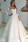 Modest Charming Bal Gown Lace Wedding Dresses With Sleeves Brid Dresses