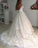 Modest Charming Bal Gown Lace Wedding Dresses With Sleeves Brid Dresses Rjerdress