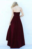 Modest High Low Burgundy Prom Gowns Wine Red Prom Dresses RJS142 Rjerdress