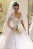 Modest Ivory Wedding Dresses Pretty Beading Wedding Gowns Bride  Dresses
