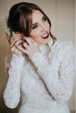 Modest Long Sleeve Lace Mermaid Wedding Dresses Rustic  Beach Bride Gown Rjerdress