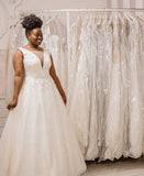 Modest Plus Sizes Scoop Long A Line Applique Wedding Dresses Bride Dress Rjerdress