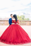 Modest Red Ball Gown Wedding Dresses Fashion Rjerdress