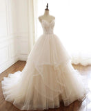 Modest Spaghetti Straps Long Ball Gown Lace Up Wedding Dresses Rjerdress