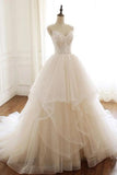 Modest Spaghetti Straps Long Ball Gown Lace Up Wedding Dresses