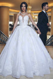 Modest Strapless Long Ball Gowns Lace Beading Wedding Dresses With Appliques