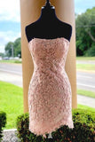 Multi Color Strapless Homecoming Dresses Tulle With Applique Rjerdress
