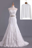 Muslim Bridal Dresses Mermaid High Neck Tulle With Applique Court Train