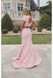 New Arrival 2 Piece Sweep Train Pearl Pink Prom Dress with Pearl Open Back RJS600 Rjerdress