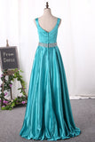 New Arrival A Line Party  Dresses Straps Satin With Beading Rjerdress