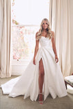 New Arrival A Line Satin Strapless Wedding Dresses With Court Train