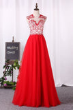 New Arrival A Line Scoop Party Dresses Tulle With Applique And Beads