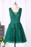 New Arrival A Line Scoop Tulle & Appliques Homecoming Dresses With Sash Rjerdress
