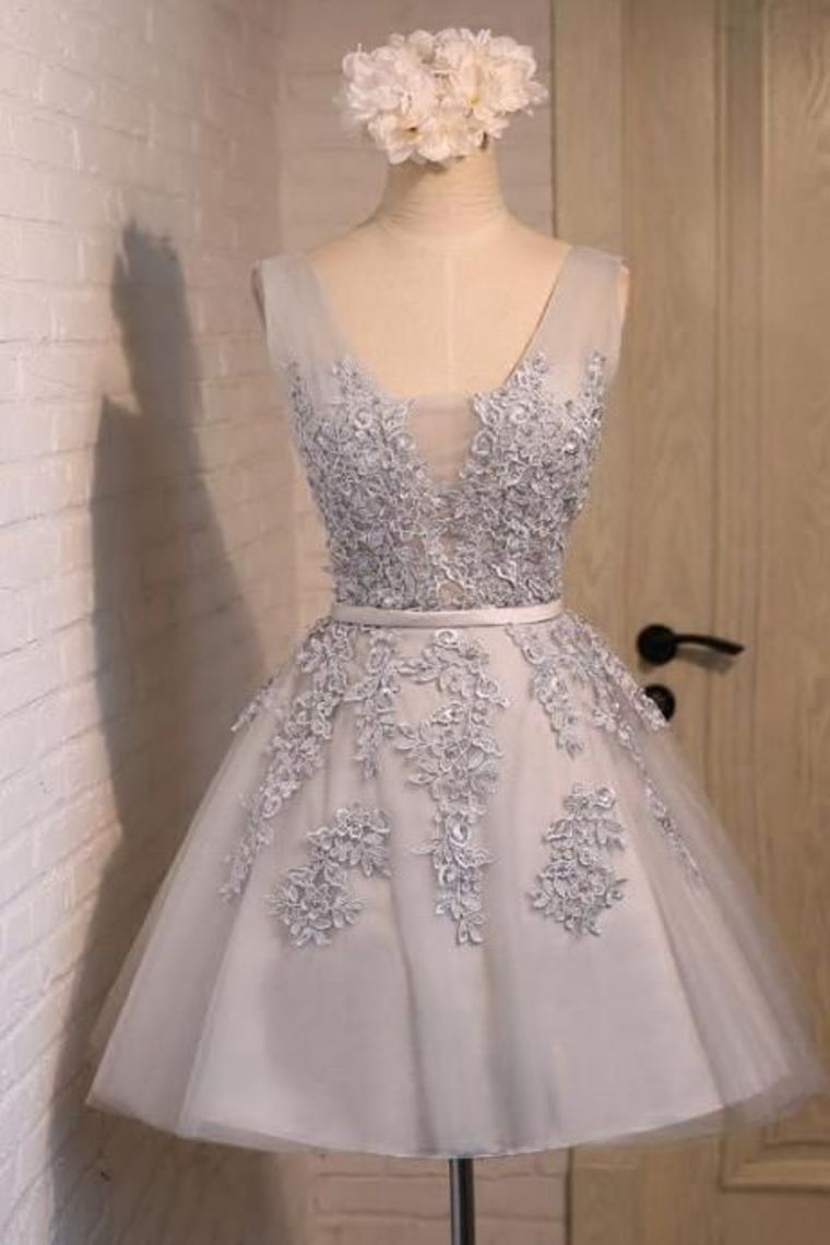 New Arrival A Line Straps Tulle & Appliques Homecoming Dresses With Sash Rjerdress