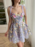 New Arrival A Line Sweetheart Mini Homecoming Dresses With 3D Flower Rjerdress