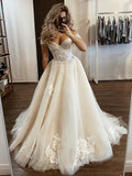 New Arrival A-Line Wedding Dress Off Shoulder Tulle With Appliques Rjerdress