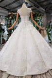 New Arrival Bridal Dresses Cap Sleeves High Neck Ball Gown With Appliques RrRRRJS794 Rjerdress