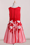 New Arrival Flower Girl Dresses A Line Scoop Satin & Tulle With Handmade Flowers Rjerdress