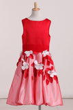 New Arrival Flower Girl Dresses A Line Scoop Satin & Tulle With Handmade Flowers Rjerdress