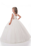 New Arrival Flower Girl Dresses Ball Gown Scoop Tulle With Beads Floor Length Rjerdress