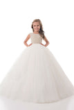 New Arrival Flower Girl Dresses Ball Gown Scoop Tulle With Beads Floor Length Rjerdress