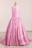 New Arrival Flower Girl Dresses Scoop Taffeta With Beading A Line Sweep Train Rjerdress