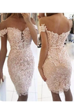 New Arrival Homecoming Dresses Sheath Off The Shoulder Tulle With Applique Rjerdress
