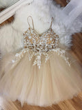 New Arrival Homecoming Dresses Spaghetti Straps Short/Mini Tulle With Beads Rjerdress