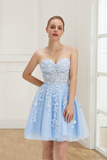 New Arrival Homecoming Dresses Strapless A Line Tulle With Applique Rjerdress