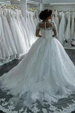New Arrival Long Sleeves Tulle Wedding Dresses Scoop Neck With Appliques Rjerdress