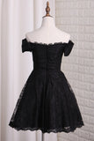 New Arrival Off The Shoulder A-Line Lace Cute Hoco Dresses Rjerdress