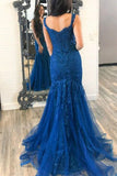 New Arrival Off The Shoulder Blue Lace Backless Mermaid Long Prom Dresses RJS427 Rjerdress