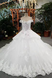 New Arrival Off The Shoulder Bridal Dresses Lace Up With Appliques And Crystals Rjerdress