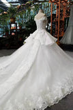 New Arrival Off The Shoulder Bridal Dresses Lace Up With Appliques And Crystals