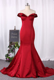 New Arrival Off The Shoulder Satin Mermaid Party Dresses Rjerdress