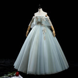 New Arrival Off-The-Shoulder Tulle With Applique Prom Dresses Ball Gown Quinceanera Dresses Rjerdress