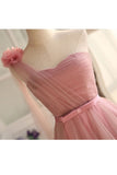 New Arrival One Shulder Bridesmaid Dresses A Line Tulle With Sash Rjerdress