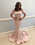 New Arrival Pearl Pink Mermaid Prom Dresses Scoop Chiffon With Lace