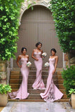 New Arrival Pink Spaghetti Straps Lace High Quality Mermaid Long Bridesmaid Dresses RJS417