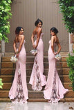 New Arrival Pink Spaghetti Straps Lace High Quality Mermaid Long Bridesmaid Dresses RJS417 Rjerdress