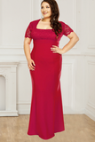New Arrival Plus Size Square Neck Prom Dresses Polyester Mermaid Floor Length Rjerdress