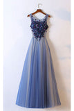 New Arrival Prom Dresses Scoop Tulle With Applique A Line Lace Up Rjerdress