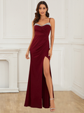 New Arrival Prom Evening Dresses Sheath Spaghetti Straps Spandex With Slit Rjerdress
