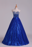 New Arrival Prom Gown Embellished With Beads&Sequince Tulle Sweetheart Floor Length Rjerdress