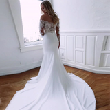 New Arrival Satin  Long Sleeves Wedding Dresses Mermaid With Appliques Rjerdress