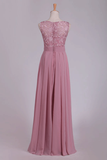 New Arrival Scoop Chiffon Floor Length A Line Party Dresses Rjerdress