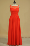 New Arrival Scoop Chiffon With Ruffles A Line Burgundy Bridesmaid Dresses Floor Length Rjerdress
