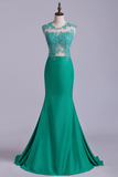 New Arrival Scoop Mermaid Party Dresses With Applique Rjerdress