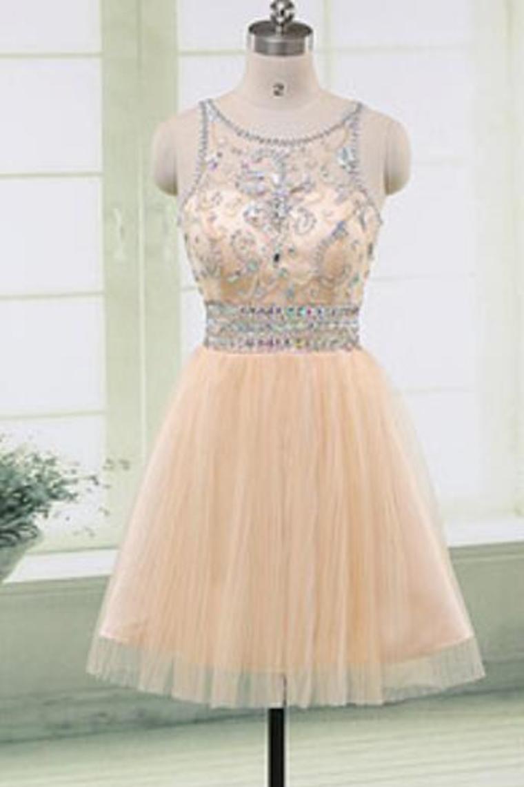 New Arrival Scoop Neck A Line Tulle  sweet 16 Dresses Zipper Up Rjerdress