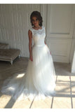 New Arrival Scoop Neck Wedding Dresses A Line Tulle Lace Up